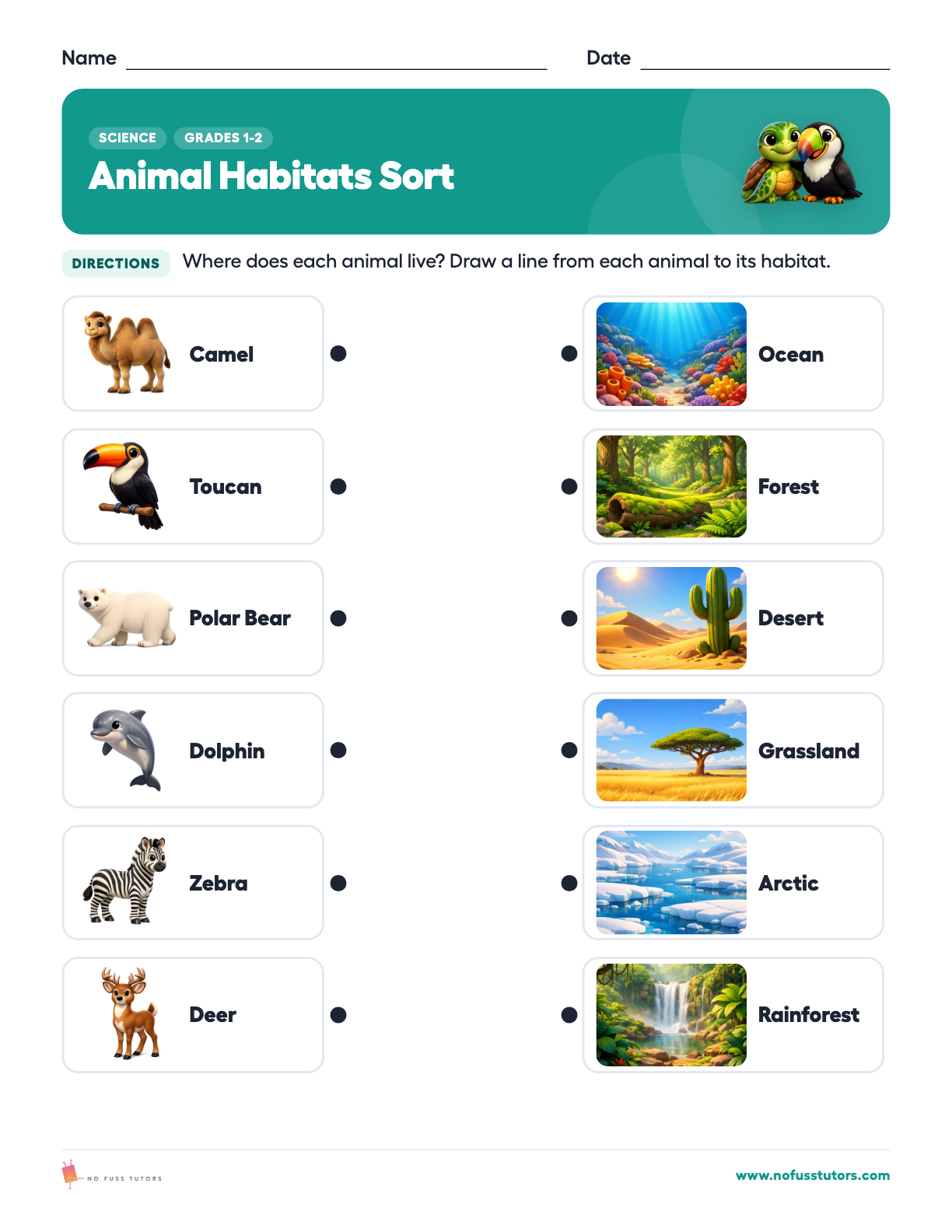 Animal Habitats Sort Science worksheet preview