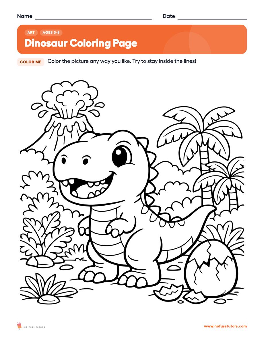 Dinosaur Coloring Page Art worksheet preview