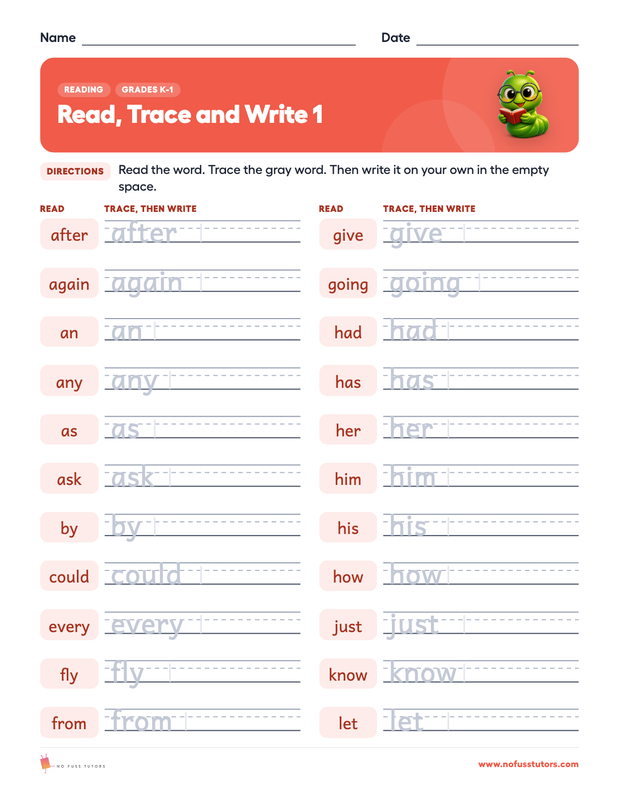 Dolch First Grade Sight Words Practice Reading worksheet preview