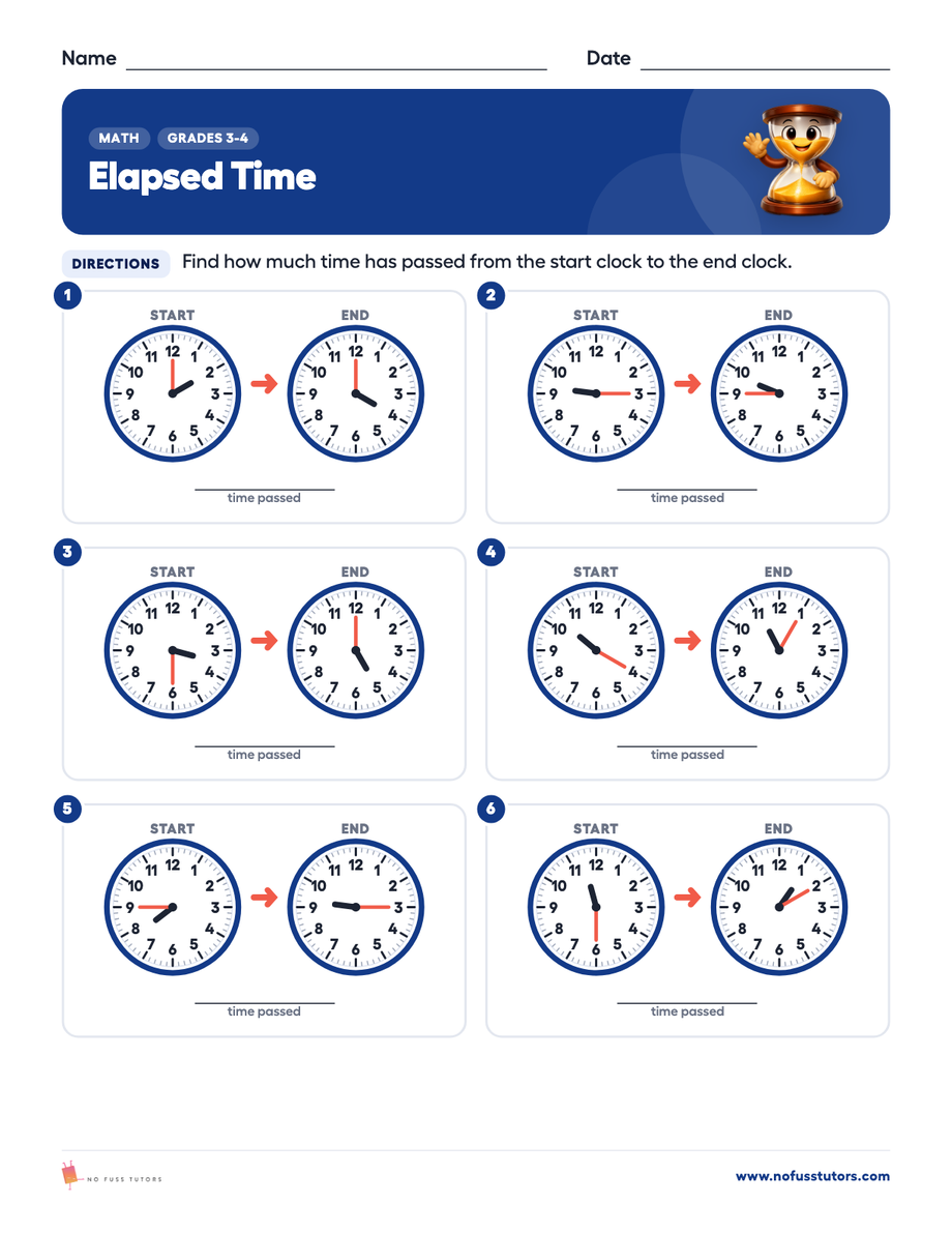 Elapsed Time Math worksheet preview