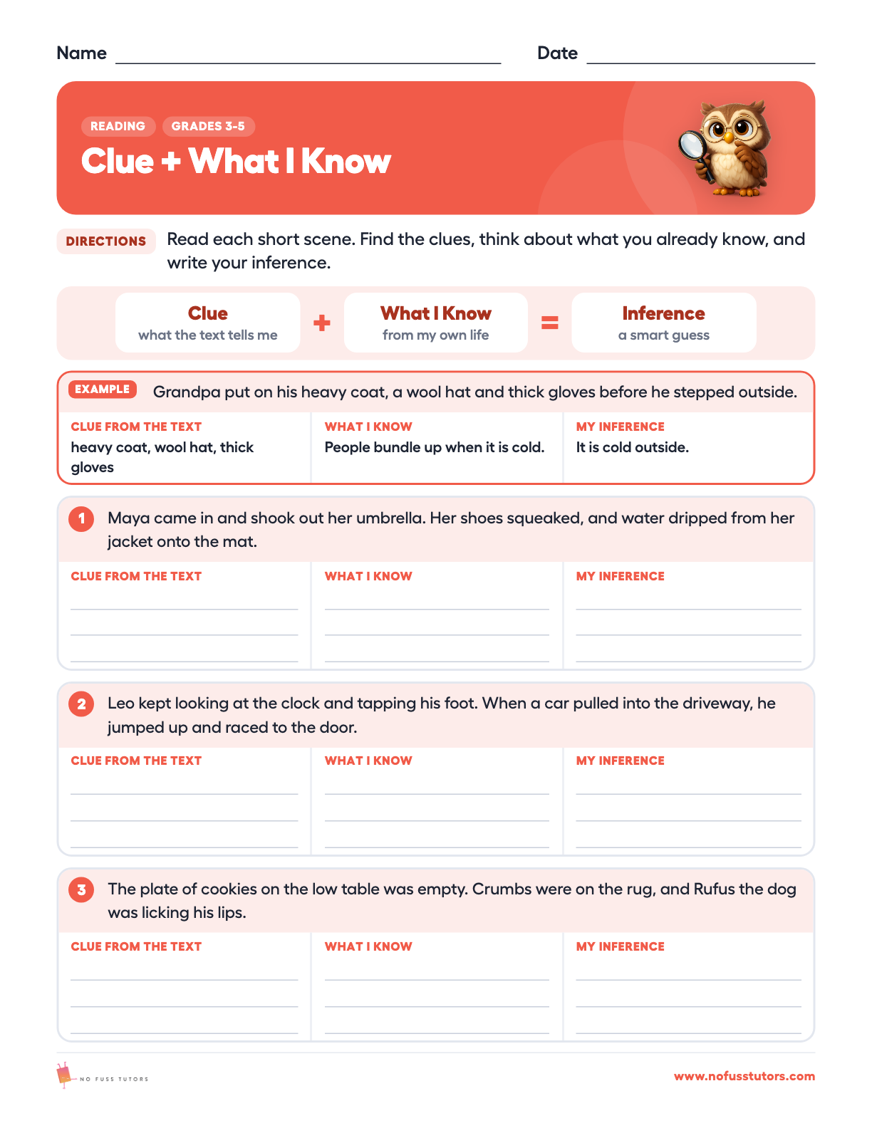 Making Inferences Reading worksheet preview