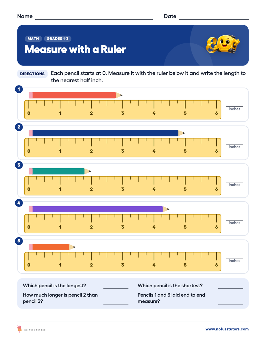 Measure with a Ruler Math worksheet preview