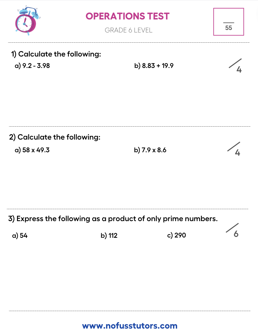 No Fuss Tutors Worksheets And Assessments