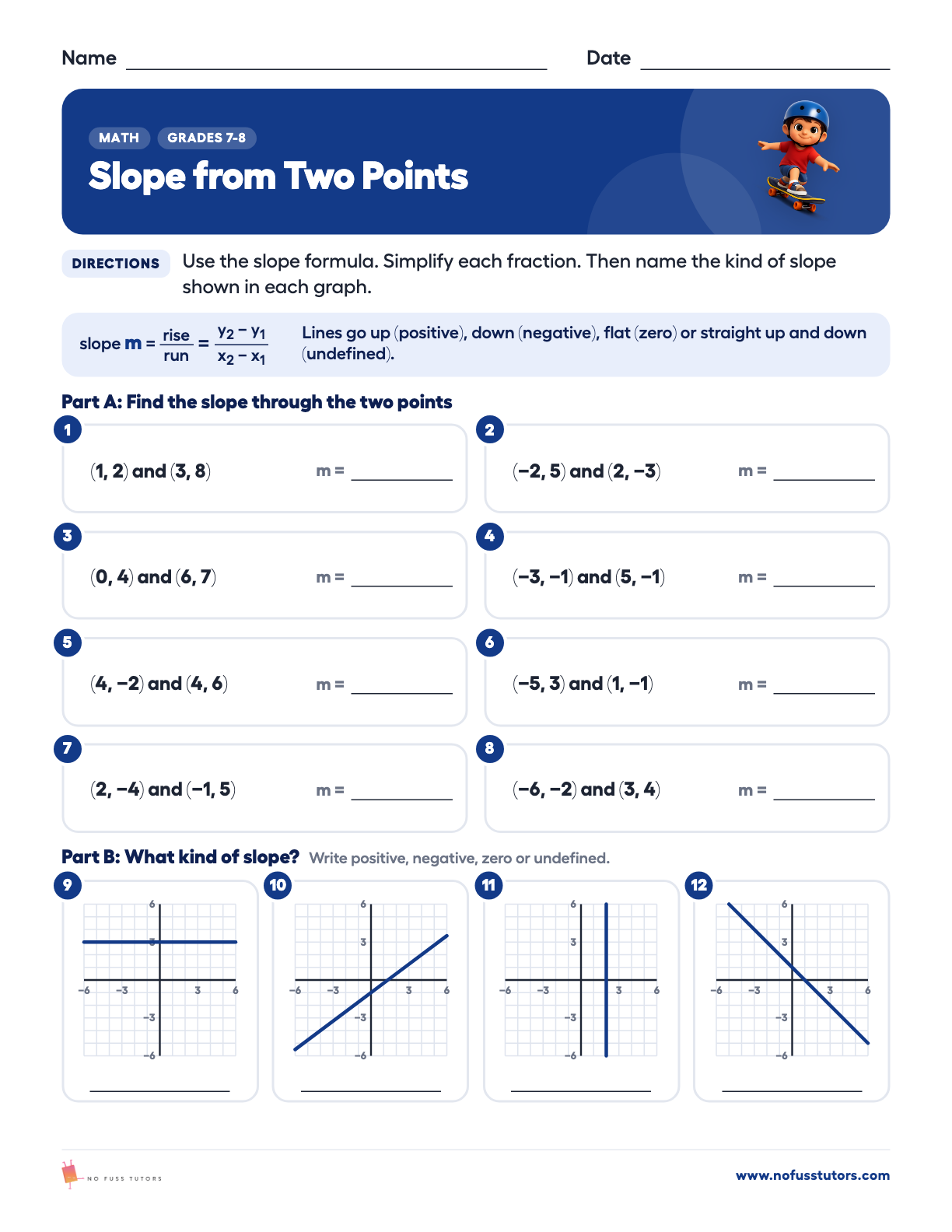 Slope and Rate of Change Math worksheet preview