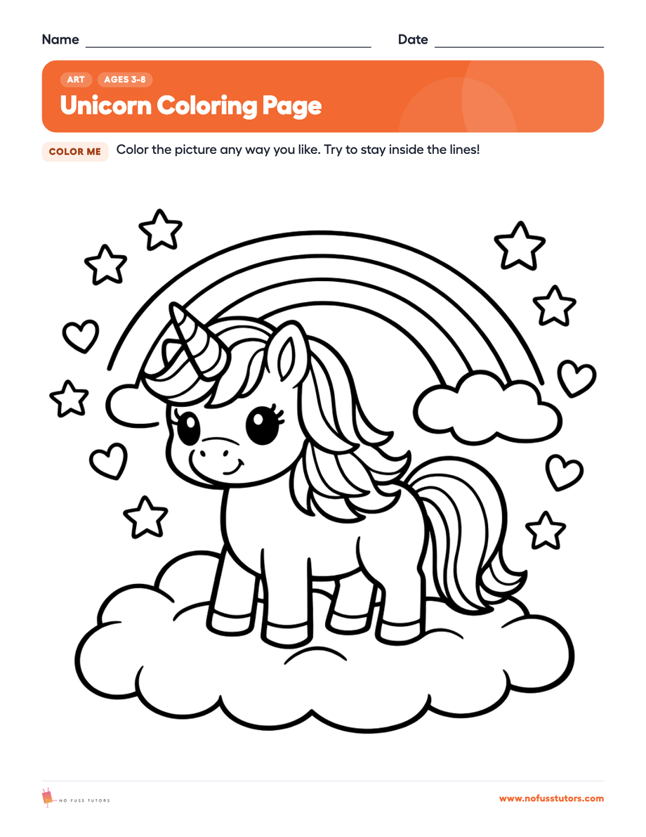 Unicorn Coloring Page Art worksheet preview